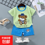 兒童短袖套裝男童T恤寶寶夏季童裝女童短褲嬰兒衣服夏裝批發(fā) f34-娃娃熊 80 cm