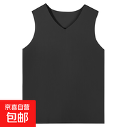 背心男士冰絲無痕純色打底衫夏季薄款運(yùn)動(dòng)坎肩內(nèi)衣無袖t恤速 黑色 3XL