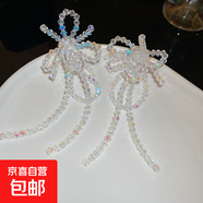 銀針?biāo)ШY(jié)花朵流蘇長(zhǎng)款耳環(huán)跨境夸張大氣耳墜輕奢高級(jí)感耳飾 銀針-白色