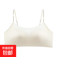 無(wú)痕內衣女薄款小胸聚攏抹胸防走光一片式夏季可外露細肩帶文胸罩 香檳 M 34/75AB