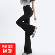 時(shí)尚鯊魚(yú)褲女外穿秋冬季腰緊身瑜伽喇叭褲時(shí)尚芭比提臀打底褲 黑色-高個(gè)子款 L