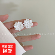 趙露思同款耳釘花朵耳夾女無耳洞日韓甜美法式超仙白花耳環(huán)耳飾品 白色梔子花耳夾