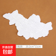 白色蕾絲補丁貼免縫自粘修補蚊帳裙子紗裙破洞歐根紗刺繡花朵布貼 19#（1個裝）自粘免縫