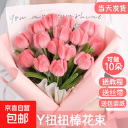 母親節禮物郁金香花束扭扭棒diy材料包手工花束情侶情人節女神節禮物手工扭編織毛根郁金香花朵 【郁金香花10朵】材料包