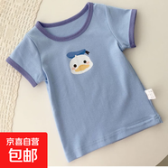 夏款洋氣嬰兒可愛(ài)女寶寶短袖女童上衣夏季兒童t恤小童圓領(lǐng)半袖衫 淺藍藍小鴨 90