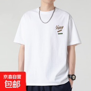 230純棉簡(jiǎn)約字母短袖T恤男圓領(lǐng)寬松休閑百搭潮流2025夏季新款短 白色 VICTOTY L