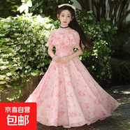女童連衣裙夏季2025新款洋氣兒童雪紡長裙韓版中大童小女孩碎花裙 086仙女粉 130