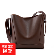 大包包包女春夏2025新款女包斜挎包百搭真皮單肩大容量通勤水桶包 咖啡色 禮盒裝