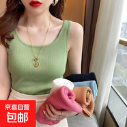 螺紋瑜伽純色吊帶小背心女夏季內(nèi)搭外穿無袖打底衫百搭修身顯瘦 炫本色 背心綠色 XL