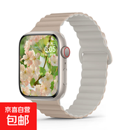 適用iwatchS11/10蘋(píng)果手表apple波紋磁吸液態(tài)硅膠8表帶SE運動(dòng)7升級6高級5智能男生【609/1104】 奶茶色配巖石白 40/41/42mm(S4-11/se通用)