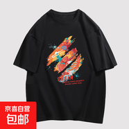 220克純棉2025新款夏印花卡通可愛男女情侶圓領(lǐng)休閑T恤短袖B701YL 黑色【3481】 XL