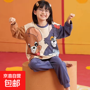 美樂(lè )蒂庫洛米玉桂狗兒童睡衣春秋款兒童長(cháng)袖大童男女寶寶家居服 混色 貓和老鼠（長(cháng)袖圓領(lǐng)） 155 M碼【推薦150-155cm】