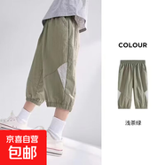 童裝男女童運動(dòng)褲子夏季新款冰絲兒童七分褲寶寶休閑褲網(wǎng)紅時(shí)髦 綠色 【大山D48】 170