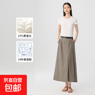 【之禾制造商】桑蠶絲免燙螺紋短袖t恤女休閑正肩透氣短袖上衣HYM 白色圓領 L