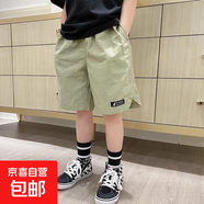 男童夏季薄款褲子2025新款兒童韓版工裝中短褲休閑速干褲五分褲潮 豆沙綠 170