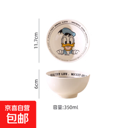 迪士尼陶瓷餐具套裝高顏值復(fù)古奶油健康碗筷家用防滑可微波耐高溫 復(fù)古唐老鴨4.5寸米飯碗