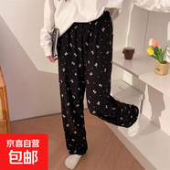 云朵棉格子長(cháng)褲睡褲女春秋休閑薄款夏季外穿寬松加大碼胖MM家居褲 CKE-K85606 3XL