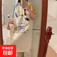 睡裙女夏季可愛(ài)仿棉短袖中長(zhǎng)款連衣裙子夏天2025年新款睡衣家居服 Q91609 XL 女
