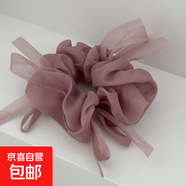 蘇純純色溫柔曼妙輕紗大腸圈打結蝴蝶結網(wǎng)紗發(fā)圈日常百搭森系頭飾 粉色發(fā)圈 1個(gè)