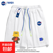 NASA BASE夏季美式短褲男士潮牌青少年休閑運動(dòng)寬松情侶五分褲子 219#毛衣背包熊-白色 4XL
