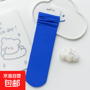 春夏季薄款兒童冰冰襪純色天鵝絨堆堆襪大小童親子襪豎條紋長(zhǎng)筒襪 寶藍(lán)色 均碼 【1雙】2-12歲無(wú)跟均碼