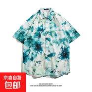 速干沙灘短袖花襯衣男女情侶款2025夏季新款海邊夏威夷襯衣五分袖 5179 3XL