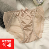 小心機法式女士?jì)妊澬愿猩倥劽胬俳z透氣網(wǎng)紗新款女士花邊三角褲 6199粉色 1條 XL 110-130斤