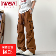 NASA BASE冰絲速干工裝褲子沖鋒褲男士夏季薄款寬松直筒休閑長(cháng)褲 JYF-2596磚紅 2XL