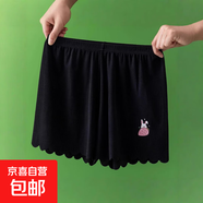 2025夏季女童防走光安全褲薄款中大兒童打底褲女孩外穿冰絲短褲 黑色-草莓兔子 140