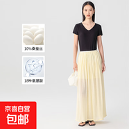 【之禾制造商】桑蠶絲免燙螺紋短袖t恤女休閑正肩透氣短袖上衣HYM 黑色V領 2XL