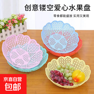鏤空花邊果籃糖果水果零食果盤(pán)塑料干鍋籃家用 隨機(jī)顏色   鏤空水果盆