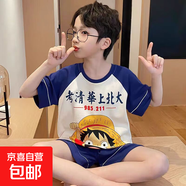 2025新款兒童睡衣夏季款男童卡通短袖薄款中大童少年男孩家居服男 清北路飛【男童短袖圓領(lǐng)套裝】 XXS 【12碼-建議身高110-120】