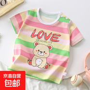 兒童短袖男童純棉夏季新款2025T恤寶寶卡通中小女童短袖韓版 G03-五彩熊 73