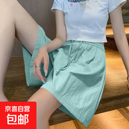 【新款】夏季女裝時(shí)尚冰絲山本短褲女2025純色小個(gè)子闊腿褲潮流 K01-湖藍色 L 建議105-120斤