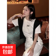 2025字母刺繡短袖T恤女夏季韓國女裝修身女式圓領(lǐng)學(xué)生衣服女上衣 白色 XL