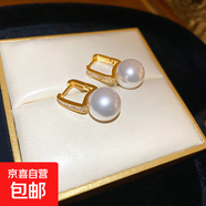 銀針輕奢珍珠愛心耳釘小眾氣質(zhì)高級(jí)感耳環(huán)時(shí)尚百搭宮廷風(fēng)耳飾批發(fā) 52#耳扣-金色-白色