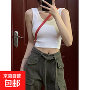 白色吊帶背心女內(nèi)搭性感辣妹美背運(yùn)動(dòng)打底百搭無袖t恤短上衣夏666 白色 M 參考75-100斤
