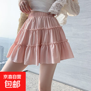 2025夏新款溫柔風(fēng)蛋糕半身裙女小個(gè)子松緊高腰防蓬蓬A(yù)字短裙 粉色(有內(nèi)襯) S 【建議80-100斤】