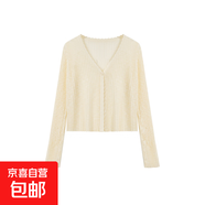 冰絲開(kāi)衫 夏季輕薄外搭長(cháng)袖針織開(kāi)衫經(jīng)典百搭短上衣防曬衫女 杏色 均碼 85-130斤