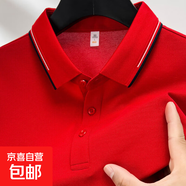 7A短袖T恤男士翻領(lǐng)含桑蠶絲醋酸亞麻夏新款休閑百搭Polo衫上衣 大紅 XL 180/96A