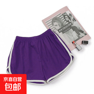 夏季新款運動(dòng)短褲女外穿寬松休閑闊腿褲高腰速干三分褲 卓和J01簡(jiǎn)約褲紫色 3XL