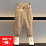 男童褲子春秋裝2025新款洋氣寶寶春秋季長褲兒童男孩休閑褲 卡其色 150