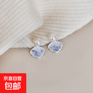 銀針?shù)喪ж悮ざ斁潞?jiǎn)約時(shí)尚耳環(huán)女個(gè)性設計耳飾小眾高級感 1#銀針-藍色-扇形