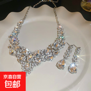 法式鑲鉆花朵珍珠項鏈時(shí)尚輕奢氣質(zhì)鎖骨鏈小眾送女友禮物飾品配飾 43#項鏈-銀色（兩件套）