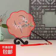 純手工汴繡 雙面繡團(tuán)扇擺件 刺繡 中國(guó)特色禮物古風(fēng)圓扇 擺臺(tái) 蕙質(zhì)蘭心