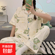 甜美夏季睡衣女棉質(zhì)短袖長(cháng)褲少女風(fēng)卡通美樂(lè )蒂潮流寬松家居服套裝 D.M-05短長(cháng)小恐龍開(kāi)衫 2XL