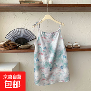 【中國風(fēng)裙子】夏季新款女童連衣裙兒童中國風(fēng)水墨洋氣吊帶裙 藍色蝴蝶 80 80cm