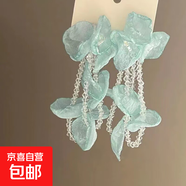 銀針超仙花朵流蘇耳釘小清新甜美ins耳環(huán)時(shí)尚個(gè)性高級感耳飾批發(fā) 10#銀針-綠色