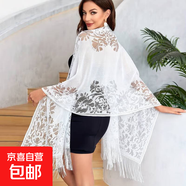 2025新款夏季防曬中式蕾絲薄款披肩配旗袍外搭時(shí)尚百搭長(cháng)款女圍巾 蕾絲白色