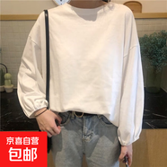 跨境2025韓版chic甜美復(fù)古顯瘦抽褶燈籠袖上衣減齡早秋長袖襯衫女 白色 L